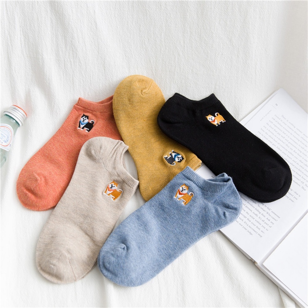 5 Pairs Women Dog Boat Socks - Picture 7 of 8